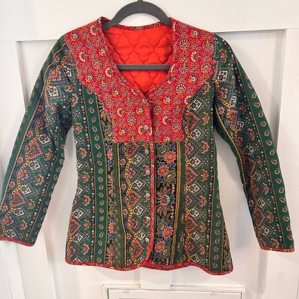 Denise are Here paisley handmade boho quilted jacket 1960 vintage